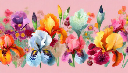 Cute iris pattern in blue and brown_ abstract watercolor_ illustration