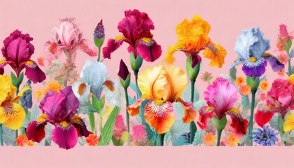 Cute iris pattern in blue and brown_ abstract watercolor_ illustration