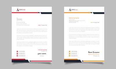 Red And Yellow Modern Business Letterhead Simple clean Template Design - obrazy, fototapety, plakaty