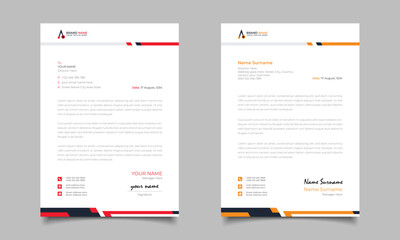 Red And Yellow Modern Business Letterhead Simple clean Template Design