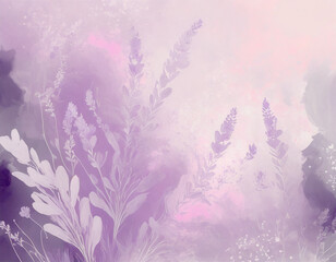 Fototapeta na wymiar Dreamy lavender pattern with soft accents and pastel pink background