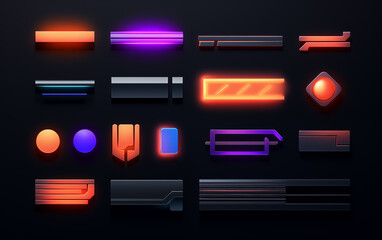 Neon color abstract squares background,created with Generative AI tecnology.