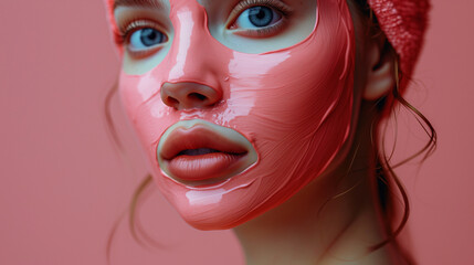 Beautiful woman getting a facemask at the spa. Woman in mask on face in spa beauty salon. Shot of an attractive young woman getting a facial at a beauty spa