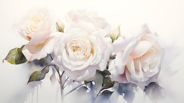Elegant Roses on Pristine White for Serene Mornings