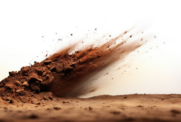 Pile of Dirt on White Background - Natural Brown Soil Mound