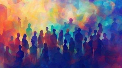 Fototapeta na wymiar abstract colourful background with people silhouettes 