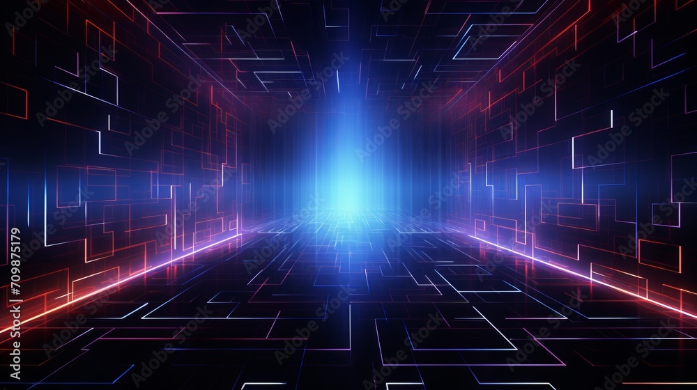 Poster dynamic digital abstraction: futuristic hi-tech background with a modern touch. conceptual illustrat