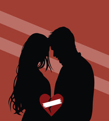 silhouette couple with broken heart vector © DeaAulia