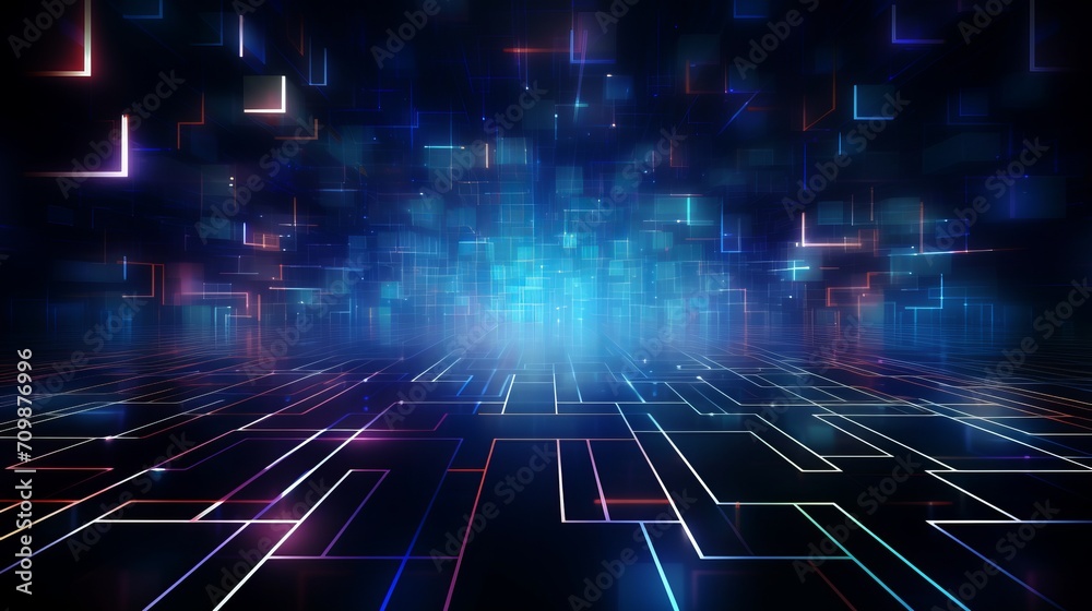 Poster dynamic digital abstraction: futuristic hi-tech background with a modern touch. conceptual illustrat
