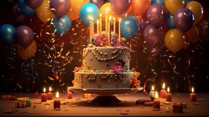 Make every birthday memorable with this high-definition image, bringing to life the joy and celebratory spirit of someone having a fantastic birthday. - obrazy, fototapety, plakaty