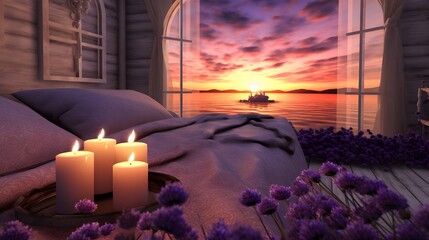 Lavender Dreamscape with Soft Candlelight Serenity