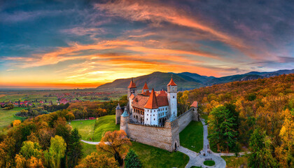 Awesome Panoramic isolated HDR shot of a castle at sunset