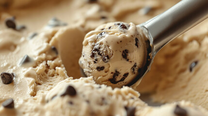 Scoop with ice cream, dessert shop concept 