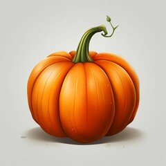 Isolated pumpkin 3D illustration on a solid light background. Pumpkin as a dish of thanksgiving for the harvest.