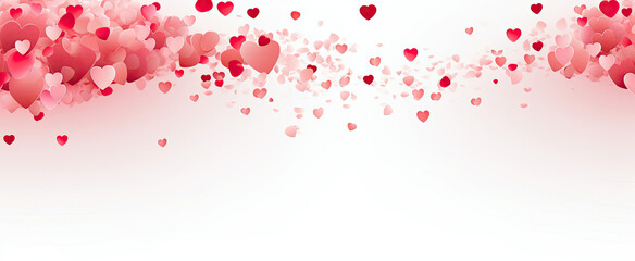 Fototapeta na wymiar Vibrant Red Hearts Cascade on White Background for Love-Themed Designs