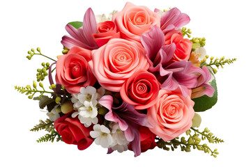 Beautiful bouquet of flowers for Valentine's Day on white background PNG