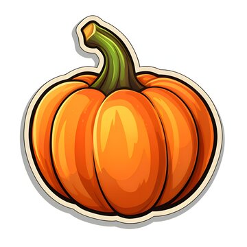Pumpkin sticker. Pumpkin as a dish of thanksgiving for the harvest, picture on a white isolated background.