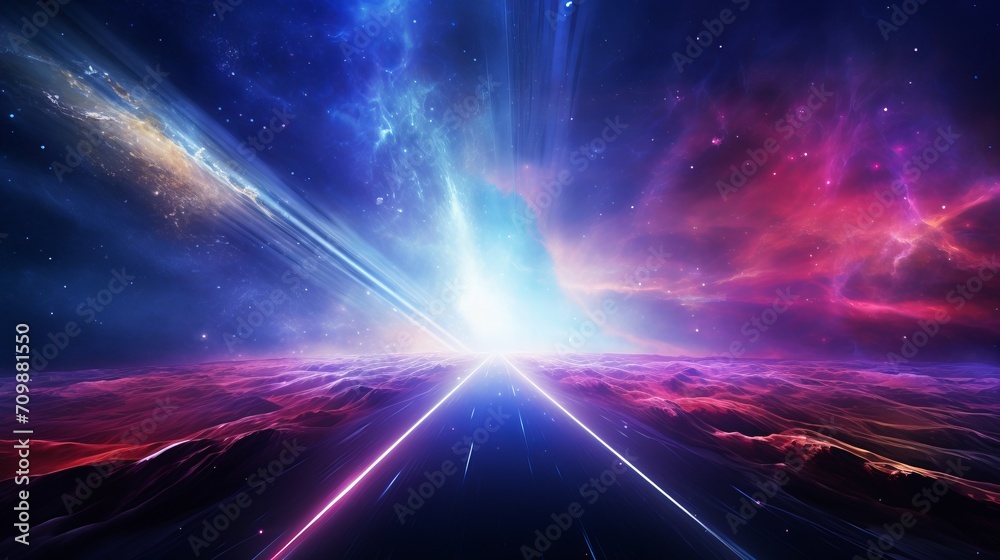 Wall mural vibrant interstellar journey: abstract new age space background with intergalactic highway, perfect 