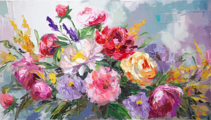 Beautiful and elegant oil painting flowers