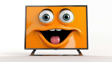 Cartoon funny lcd tv on white background 
