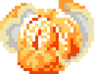 Orange fruit cartoon icon in pixel style