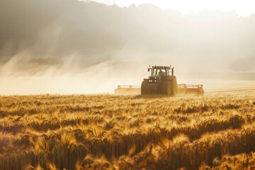 Fototapeta premium Collecting harvest using machine
