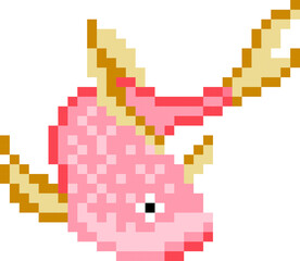 Fish cartoon icon in pixel style