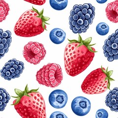 berry, raspberry, blueberry, strawberry, seamless pattern --tile --v 6 Job ID: 0bf5a7e4-1721-4e22-8371-a69bfeeb1d89