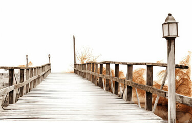 Serene Wooden Bridge With Lantern on Top