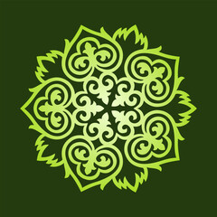 Vintage ornate linear ornaments in Kazakh traditional style. Asian floral designs. Abstract Asian elements of the national pattern of the ancient nomads of the Kyrgyz, Mongols, Kazakhs, Tatars.