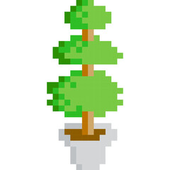 Tree cartoon icon in pixel style