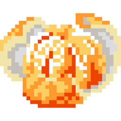 Orange fruit cartoon icon in pixel style