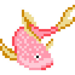 Fish cartoon icon in pixel style