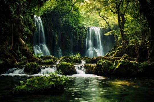 beautiful waterfall surrounded by lush forest, long exposition photography --ar 3:2 --v 5.2 Job ID: dbb5eee8-a041-4e44-9b40-2779fe5cc7c4