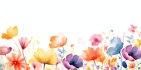 Colorful Flowers Painting on White Background