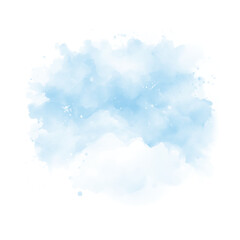 Obraz premium Abstract pattern with blue watercolor cloud on white background. Cyan watercolour water brash splash texture. Vector pastel color paint stain. Blue watercolor background