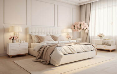 Clean and Minimal Bedroom With White Bed and Dresser