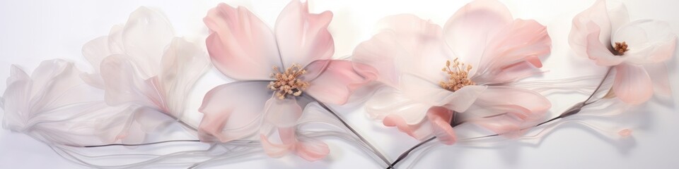 Obraz premium A group of pink flowers sitting on top of a white surface