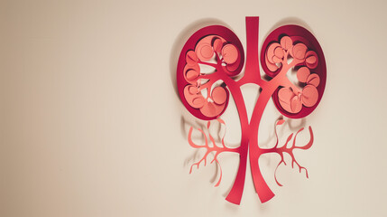 mockup of a kidney cut out of paper on a light background - obrazy, fototapety, plakaty