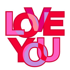 Colored Love word isolated on white background. Vector illustration.