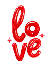 Red love and stars balloon isolated on white background. Valentine's day greeting card. EPS 10.