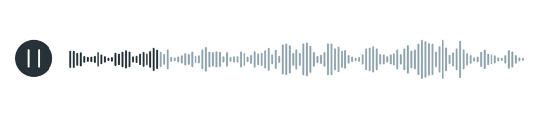podcast sound waveform pattern for radio audio, music player, video editor, voise message in social media chats, voice assistant, recorder. vector illustration - 709886748
