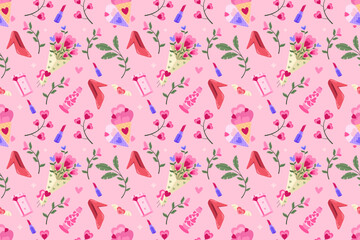 Valentine's Day Seamless Pattern Background Vector