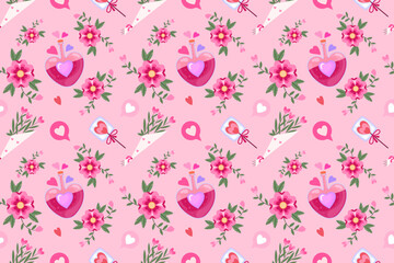 Valentine's Day Seamless Pattern Background Vector