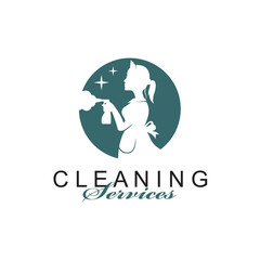 house maid lady for cleaning service design with spray bottle in hand isolated on white background