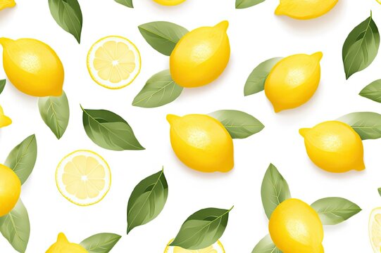 lemon blossoms, lemons on a white background, citrus slices, lemons on a twig, green leaves, lemon juice, yellow fruits