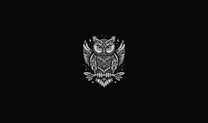 owl sitting logo, owl design, wood,