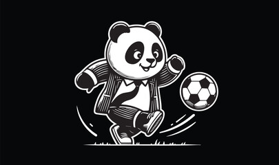 panda, panda playin football, football. panda logo, panda design