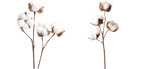 set stem cotton on a transparent background