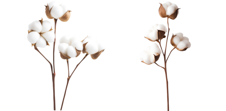 set stem cotton on a transparent background